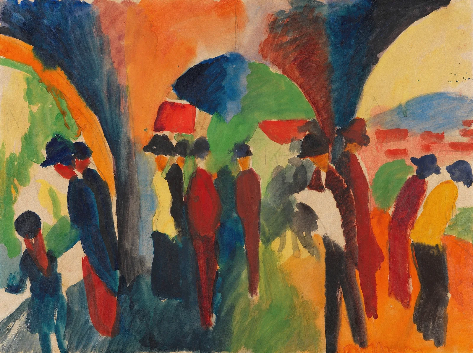 Unter den Lauben von Thun (Ein Spaziergängermotiv) av August Macke