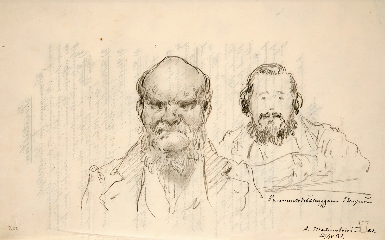 Two Portrait Studies av August Malmström