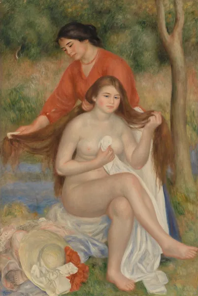 Bather and Maid (La Toilette de la baigneuse) av Pierre-Auguste Renoir