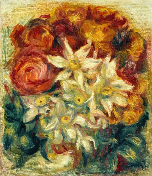 Bouquet de narcisses et de roses av Pierre-Auguste Renoir