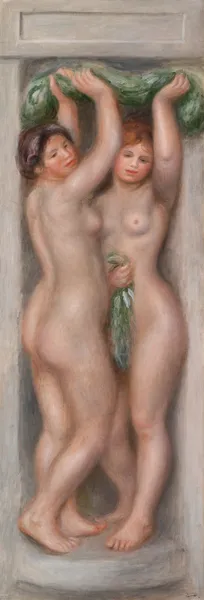 Caryatids (Cariatides); also called Deux baigneuses (panneau décoratif) av Pierre-Auguste Renoir