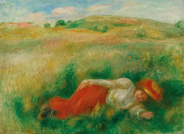Femme Couchée Dans L’herbe av Pierre-Auguste Renoir