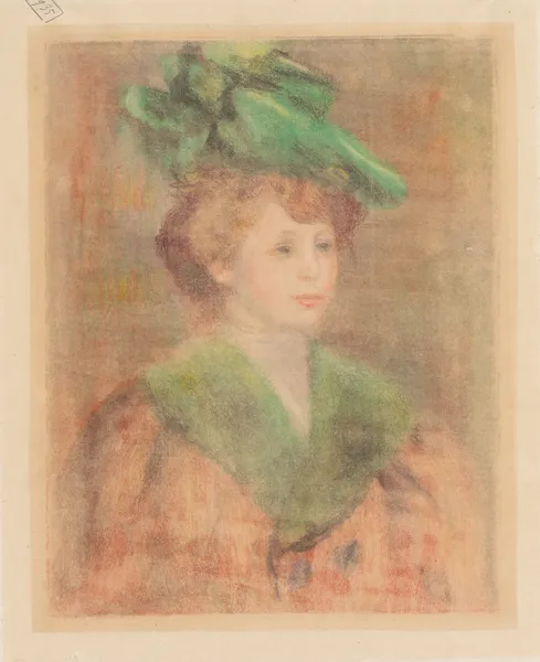 Lady With Green Hat (Mlle. Dieterle) av Pierre-Auguste Renoir