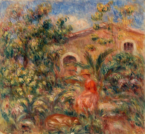 Landscape with Woman and Dog (Femme et chien dans un paysage) av Pierre-Auguste Renoir