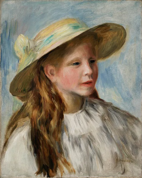 Little Girl With A Hat (Jeune Fille Au Chapeau) av Pierre-Auguste Renoir