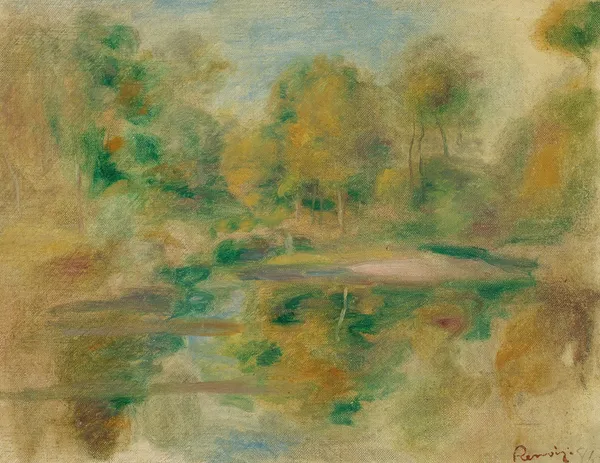 Paysage, Étang Et Fond D’arbres av Pierre-Auguste Renoir
