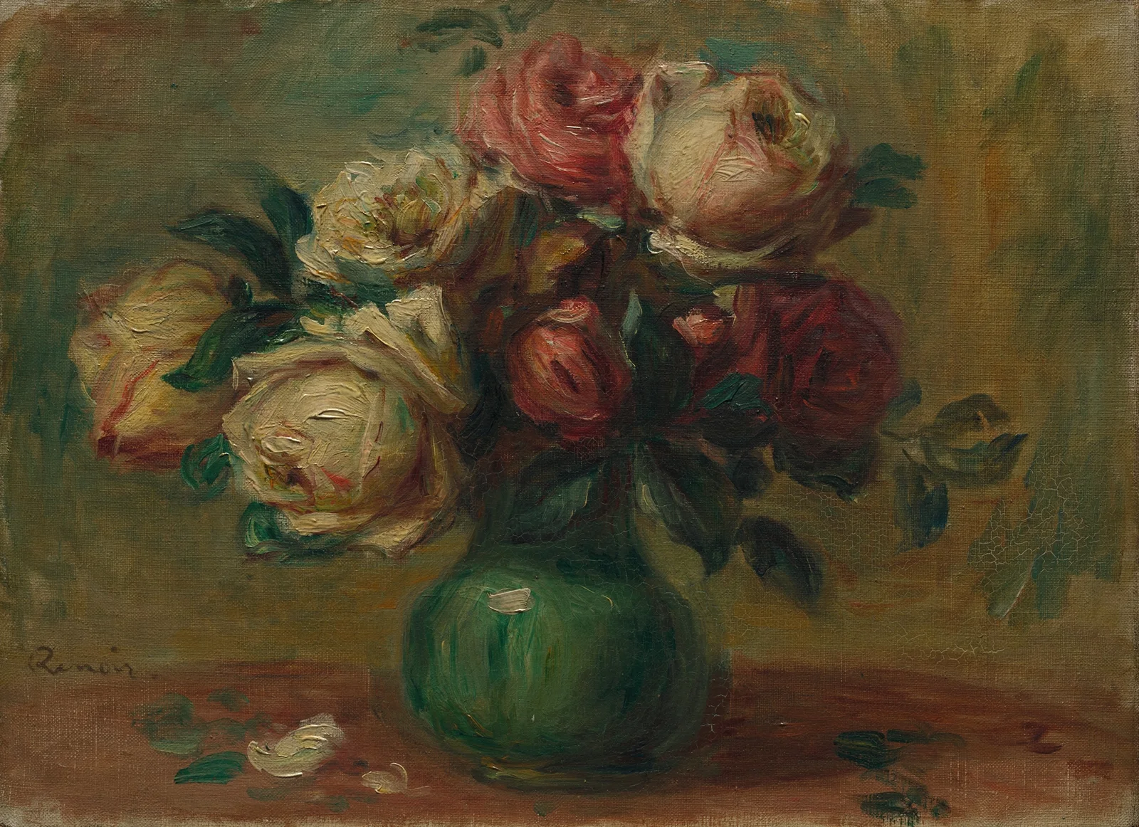 Roses in a Vase av Pierre-Auguste Renoir