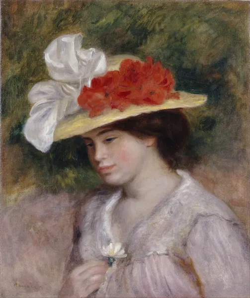 Woman in a Flowered Hat av Pierre-Auguste Renoir
