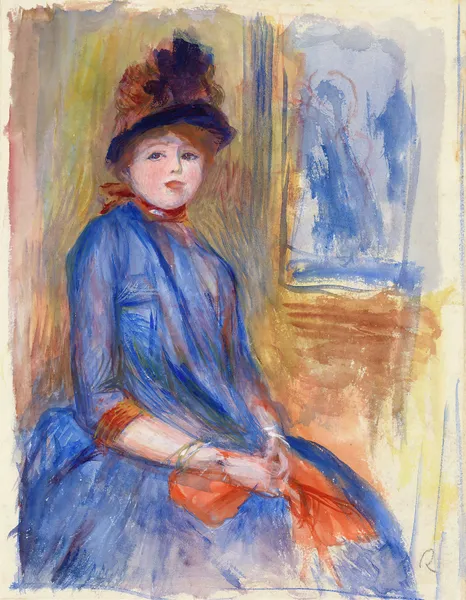 Young Girl in a Blue Dress av Pierre-Auguste Renoir