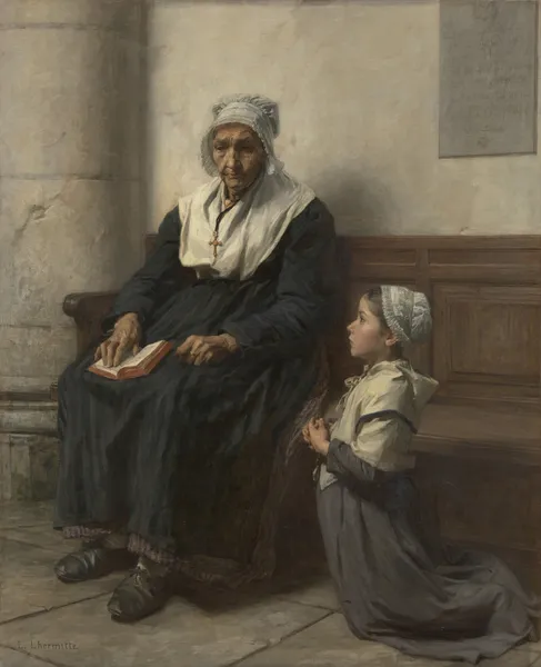 The grandmother av Léon Augustin Lhermitte
