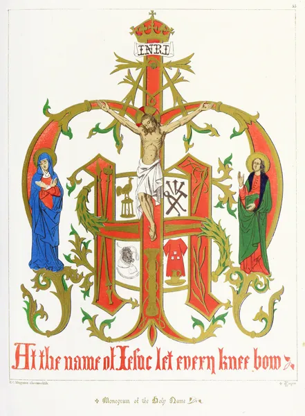 A Monogram of the Holy Name, with our Lord, St. Mary, and St. John av Augustus Pugin