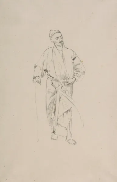 Tamerlane – study of a figure for the painting ‘Sultan Bayezid taken into captivity by Tamerlane’ av Stanisław Chlebowski