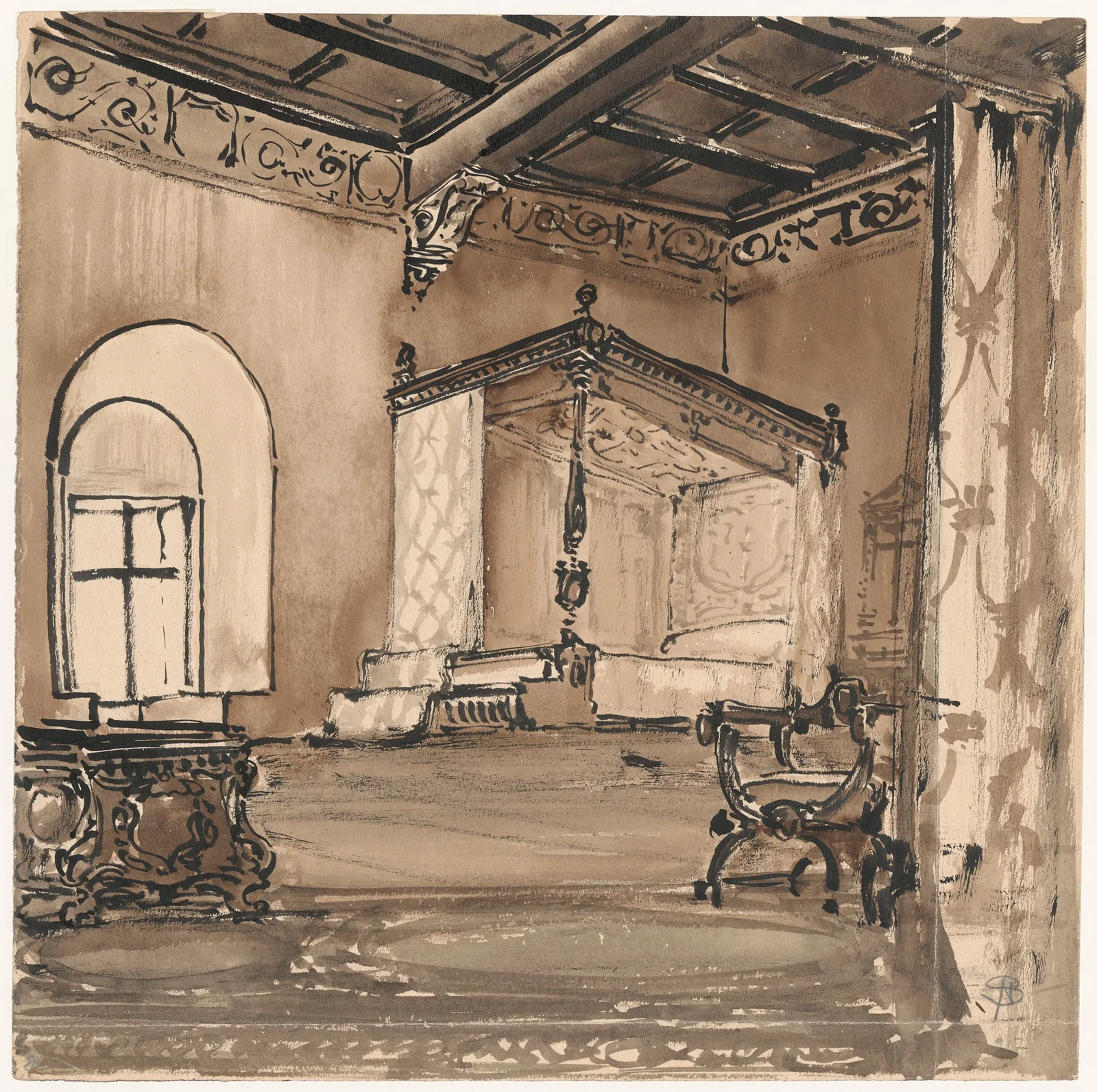 Romanesque bedroom av Stanisław Noakowski