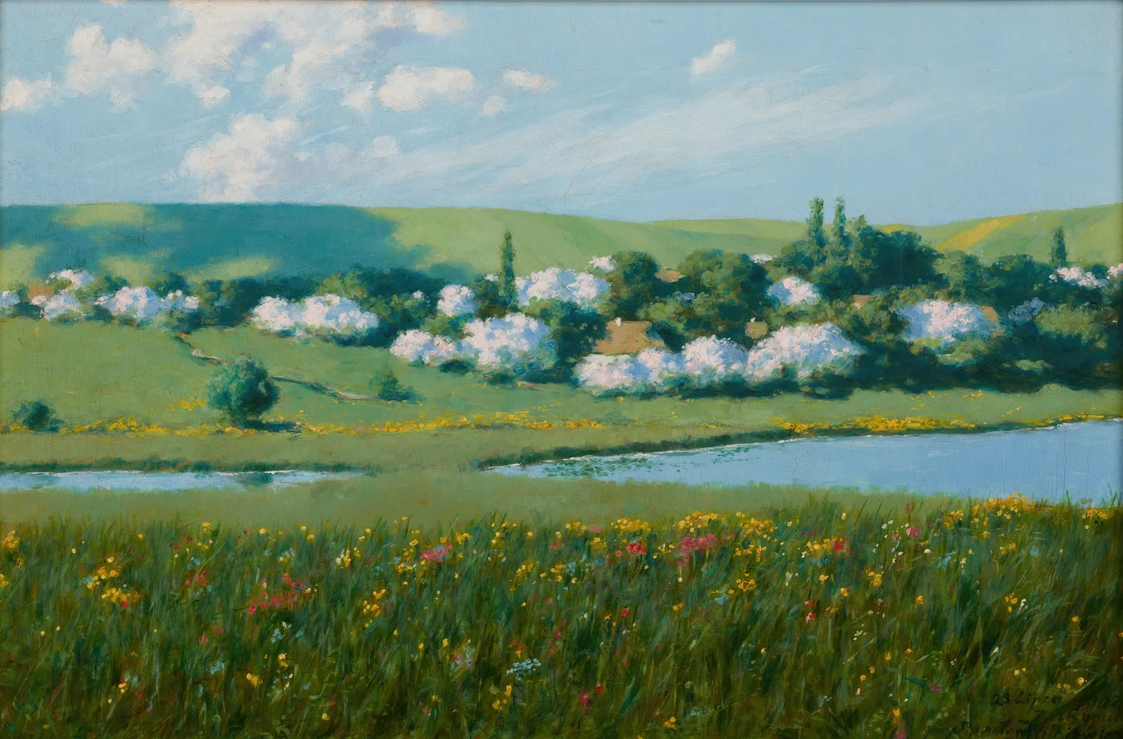 Spring Landscape with a Pond av Stanisław Witkiewicz