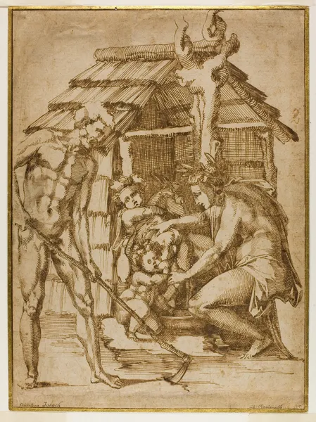 First Family Before a Shelter av Baccio Bandinelli