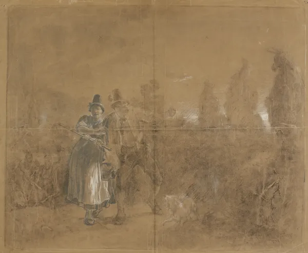 Composition study on the Haberfeldtreiben mob av Johann Baptist Kirner