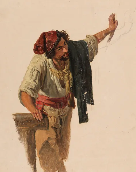 Italiener mit Kinnbart, sich mit der linken Hand abstützend av Johann Baptist Kirner