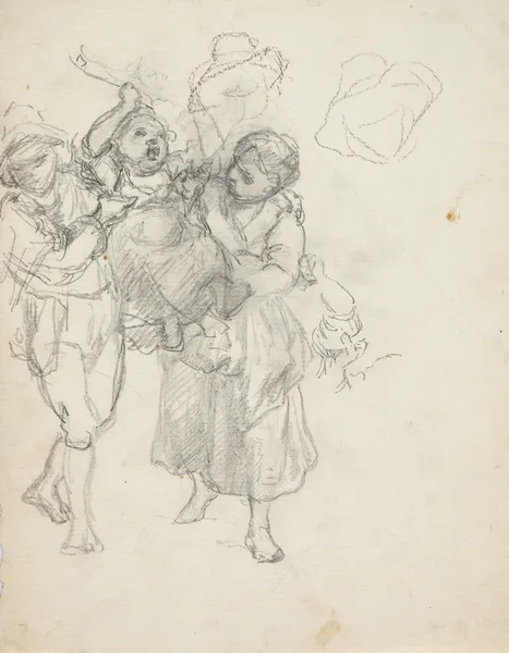 Preparatory study for; Italian children, playing av Johann Baptist Kirner