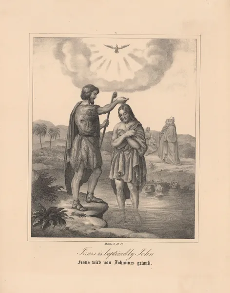 Jesus is baptized by John av Johann Baptist Sonderland