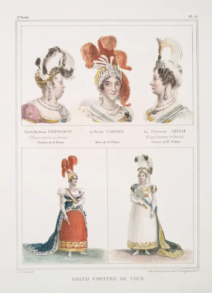 L’archi-duchesse Léopoldine, 1-e Impératrice du Brésil, femme de D. Pèdro; La reine Carlota, mère de D. Pèdro av Jean Baptiste Debret