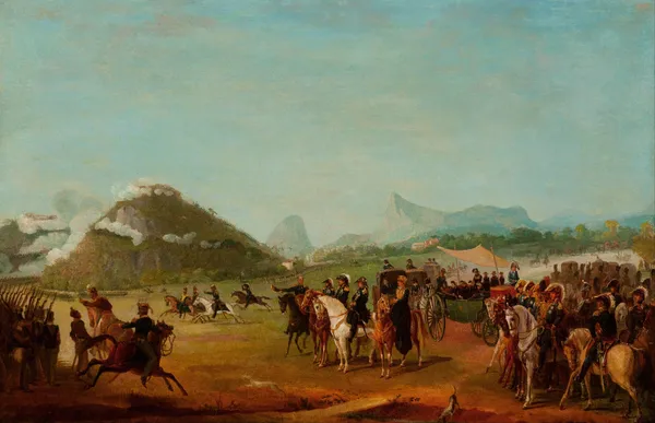 Review of the Troops Headed for Montevideo, at Praia Grande av Jean Baptiste Debret