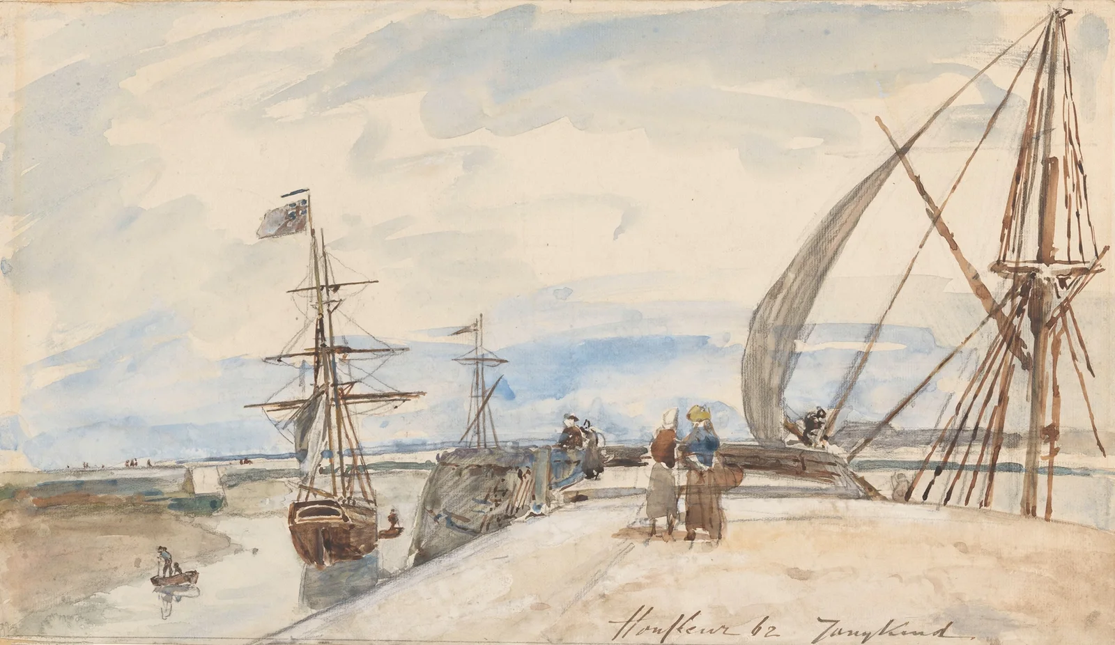 Aanlegsteiger te Honfleur av Johan Barthold Jongkind