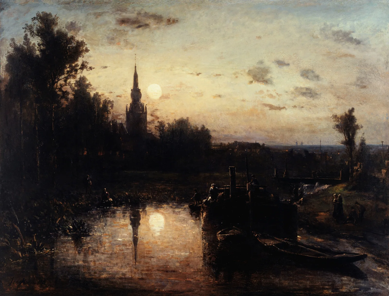 Clair de lune à Overschie (environs de Rotterdam) av Johan Barthold Jongkind