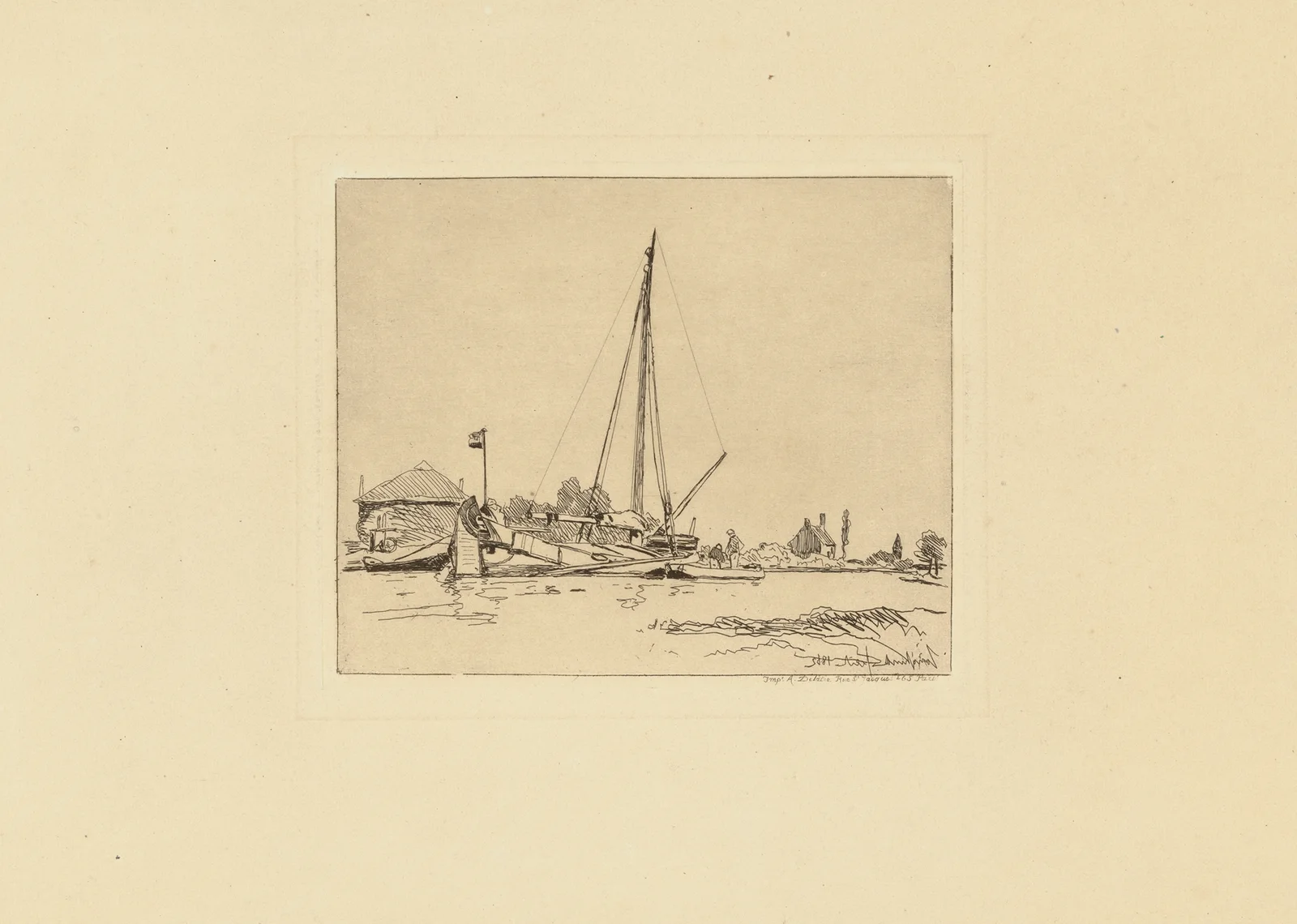 La Barque amarée av Johan Barthold Jongkind