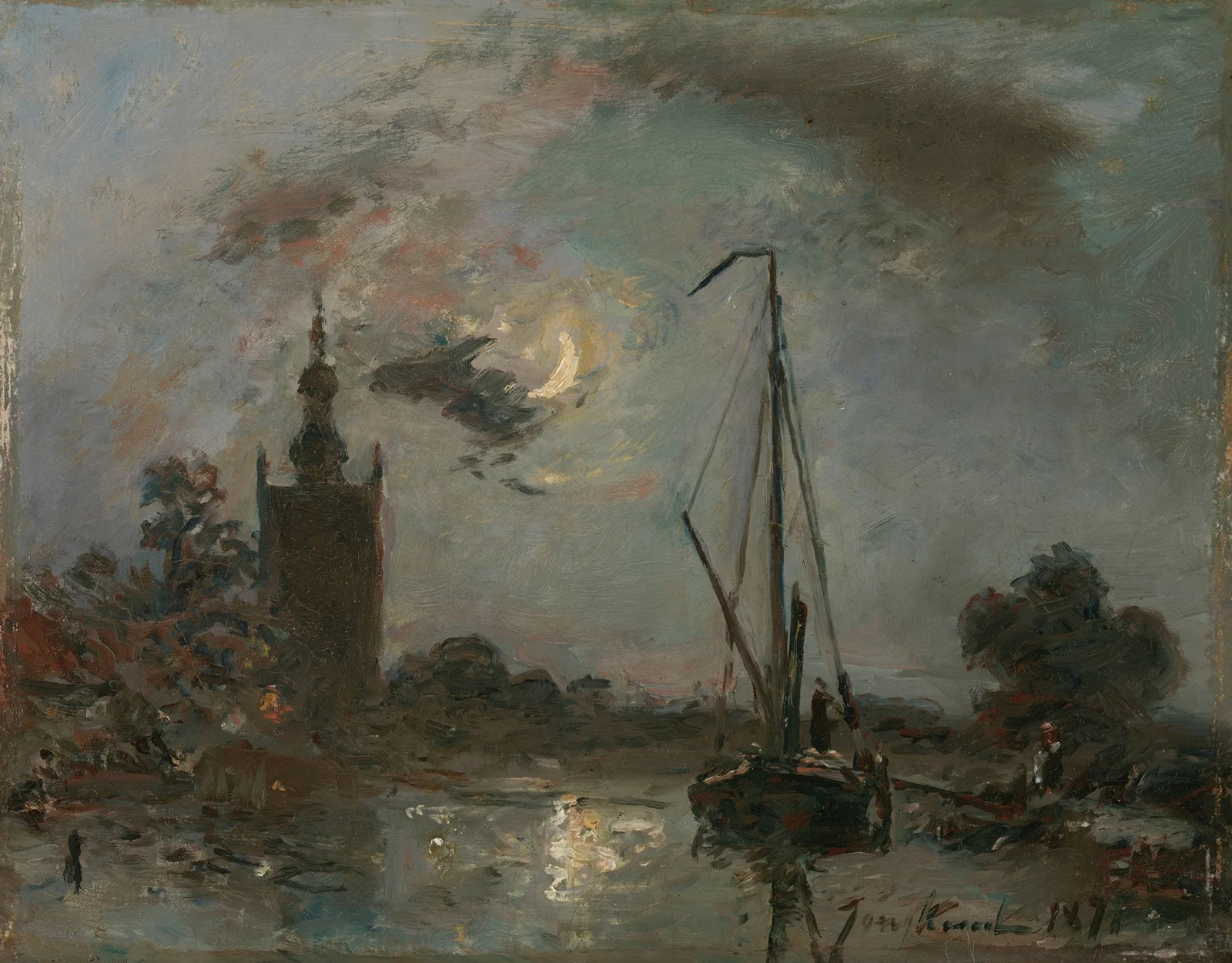 Overschie in the Moonlight av Johan Barthold Jongkind