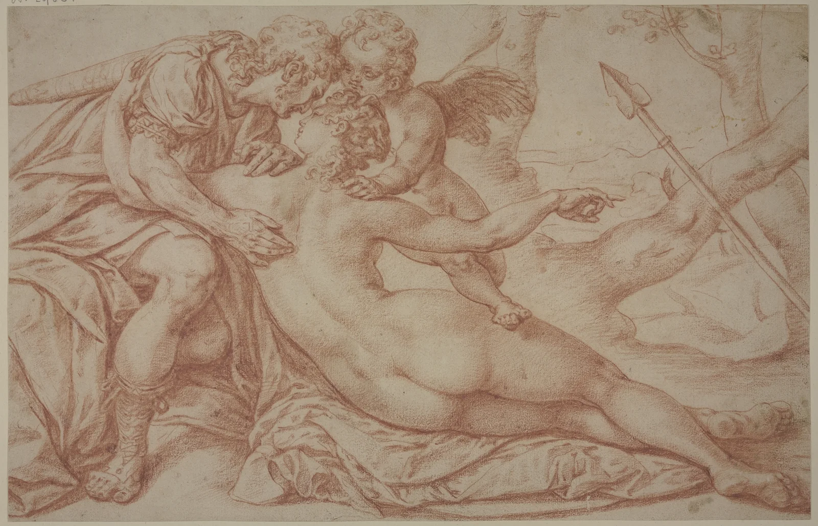 Venus, Cupid and Adonis av Bartholomaeus Spranger
