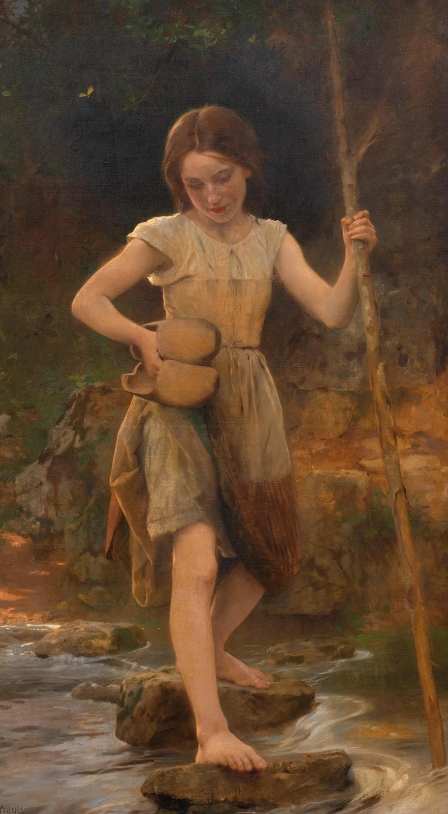 Crossing a creek av Léon-Jean-Basile Perrault
