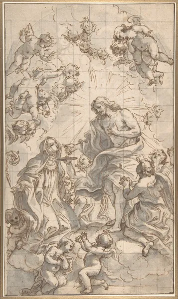 Christ Giving the Host to a Holy Abbess av Giovanni Battista Gaulli