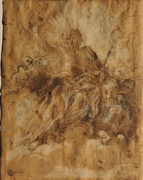 Cristo en una Gloria de ángeles av Giovanni Battista Gaulli