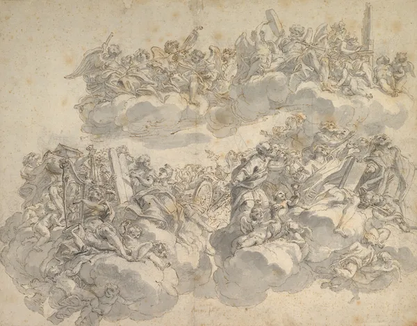 Prophets, Patriarchs, Saints, and Music-Making Angels in Glory av Giovanni Battista Gaulli