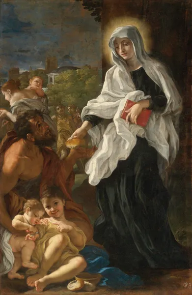 The Blessed Ludovica Albertoni distributing Alms av Giovanni Battista Gaulli
