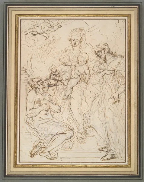 Virgin and Child with Two Saints av Giovanni Battista Gaulli