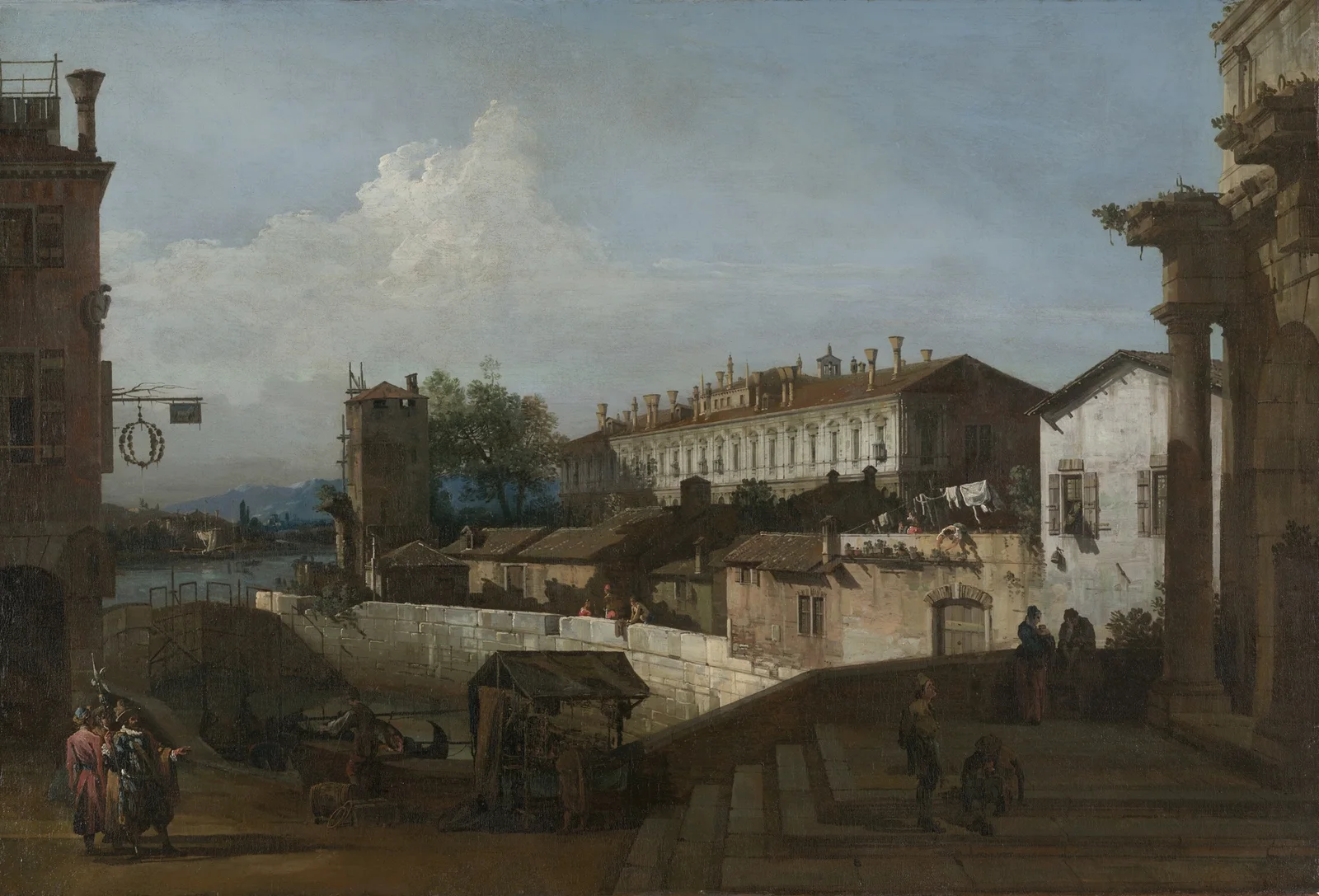 The Lock at Dolo av Bernardo Bellotto