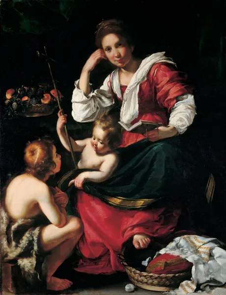 Madonna And Child With Infant Saint John av Bernardo Strozzi