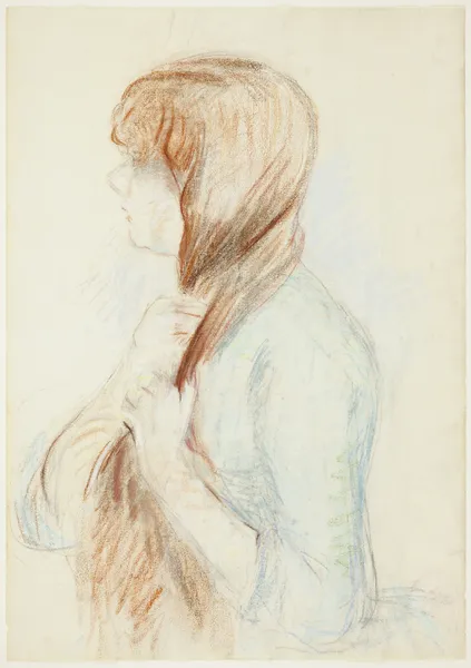 Girl Plaiting her Hair (La Natte) av Berthe Morisot