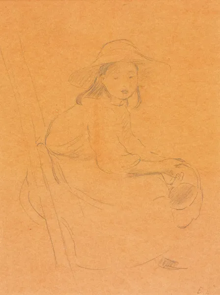 Jeune Fille Assis Sur Une Échelle av Berthe Morisot