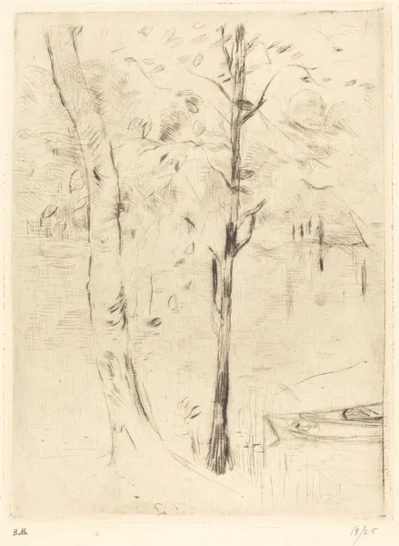 Lake with Rowboat av Berthe Morisot