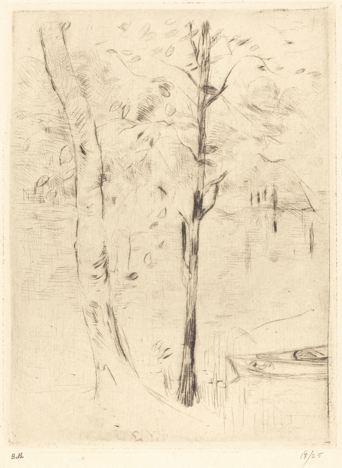 Lake with Rowboat av Berthe Morisot