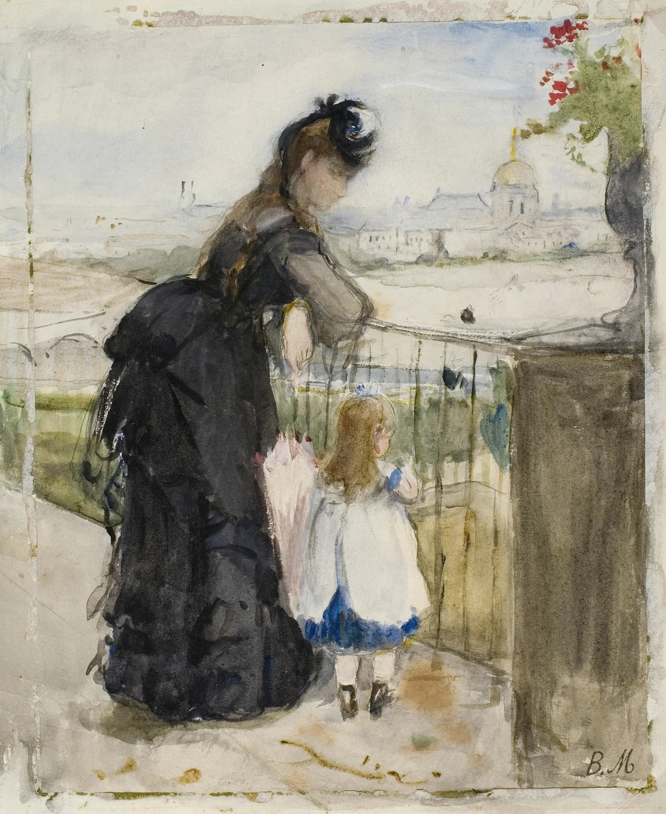 On the Balcony av Berthe Morisot