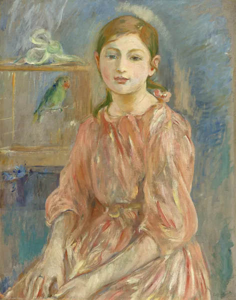 The Artist’s Daughter with a Parakeet av Berthe Morisot