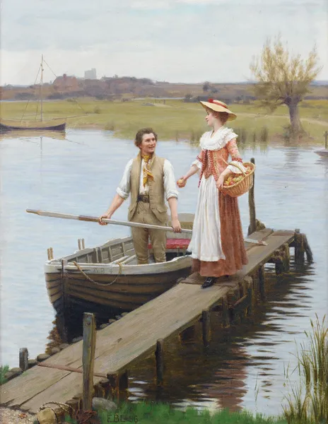 An apple for the boatman av Edmund Blair Leighton