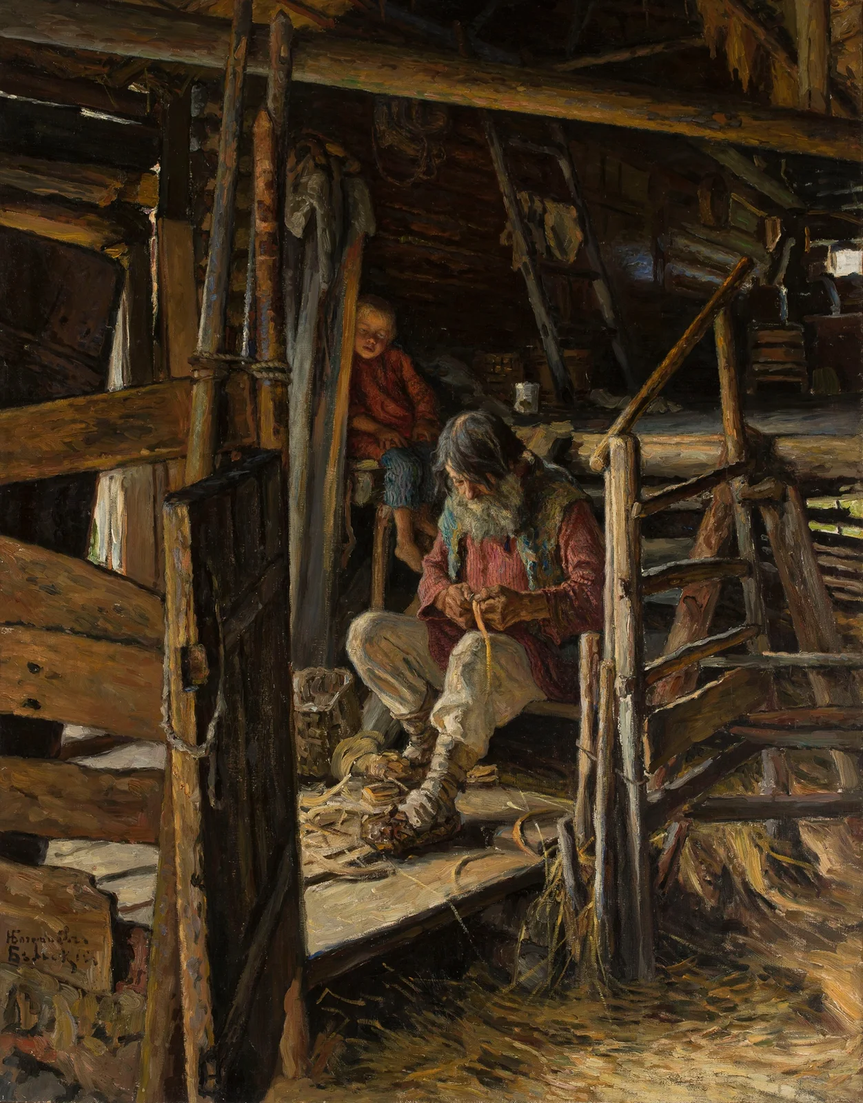 Peasant cottage interior av Nikolai Bogdanov-Belsky