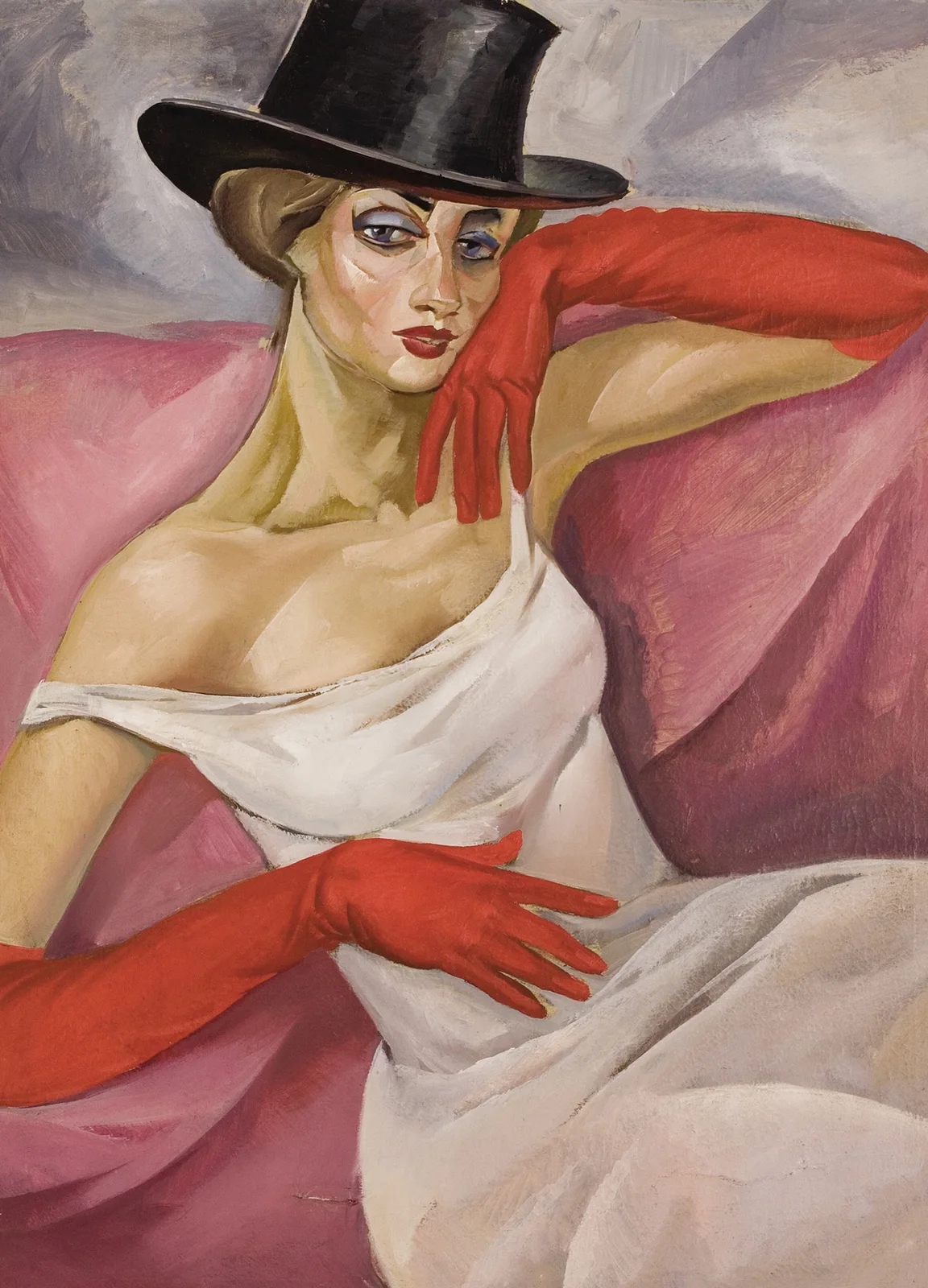 Lady in Top Hat av Boris Grigoriev