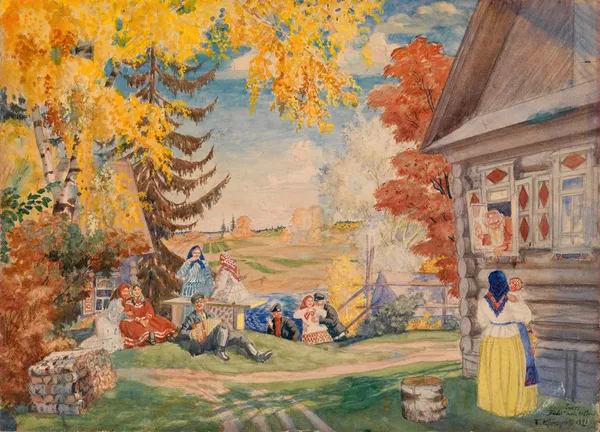 Peasant Women (Neverov) av Boris Kustodiev