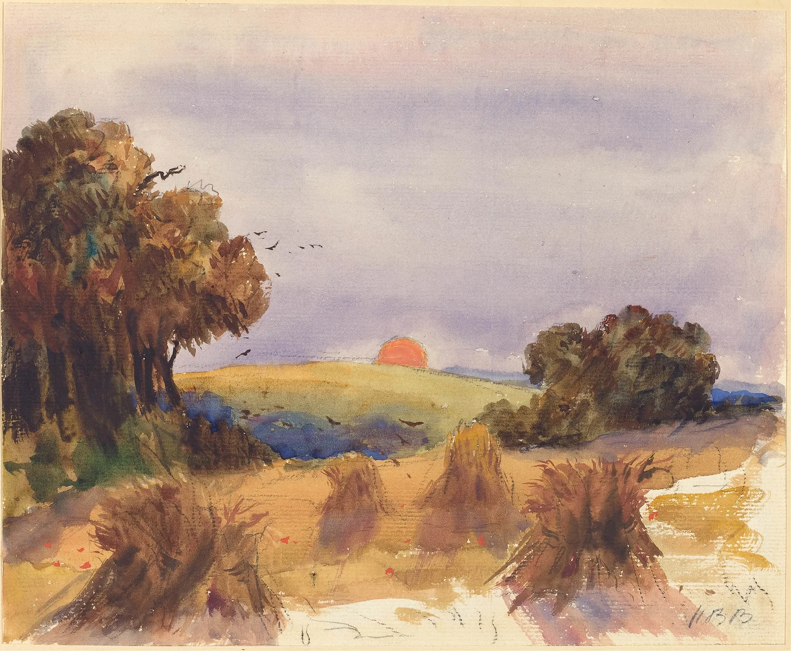 A Cornfield at Sunset av Hercules Brabazon Brabazon