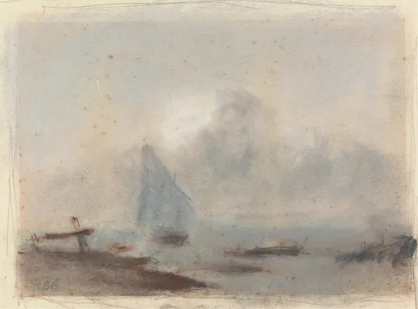 A Sailing Ship near Shore av Hercules Brabazon Brabazon